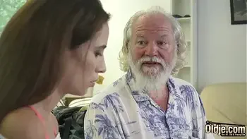 Beautiful teen hardcore fucked by old man he sticks his old cock inside her young pussy then shoves it in her mouth and cums in her throat so sexy and wet