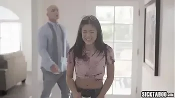 Asian stepdaughter teen having a little wet accident