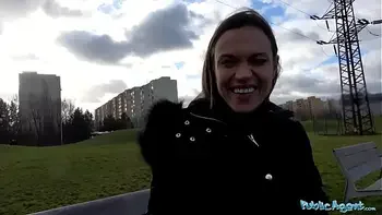 Public Agent tight body tourist fucked in folks basement while moms upstairs