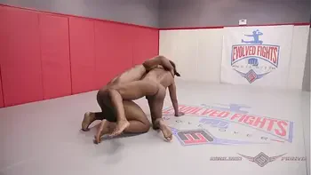 Muscular Ebony Babe Kelli Provocateur Meets her Match in Black Stud Will Tile During this Mixed Nude Wrestling Match