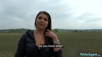 Public Agent Tight busty minx Czech pussy fucked doggystyle in forest