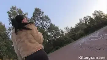 Dogging Milf cum slut Lucy Barker in the woods sucking off strangers