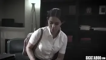 Horny petite brunette teen sucks a perverted guys cock