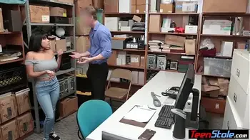 Petite latina teen thief with huge tits fucked on CCTV