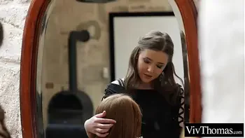 Lesbian hippy redhead with small tits gets fucked hard