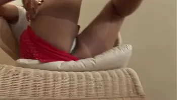 Mature babe Danica shows off her massive tits and tight pussy in mini skirt and stockings