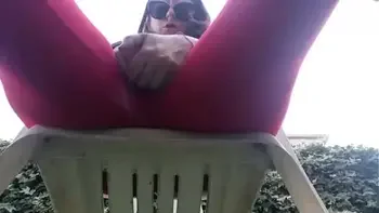 In a public garden I squirt inside my yoga pants don't make me make noise with this vibrator!