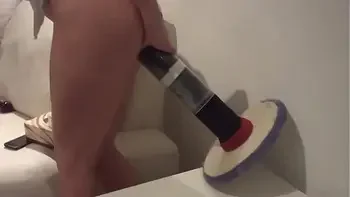 Young V inserts CAN AND HUGE DILDO up her vagina!