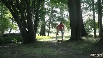 Teen swallows old man cum