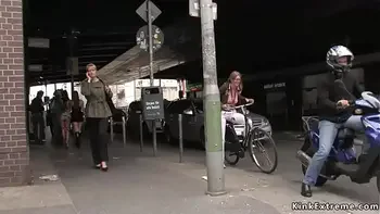 Busty slut walked and public fucked