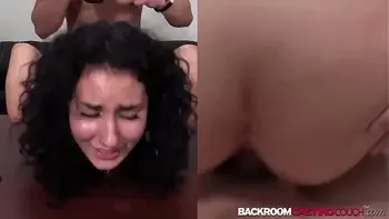 Curly haired Hollie fed jizz after 1st banging casting