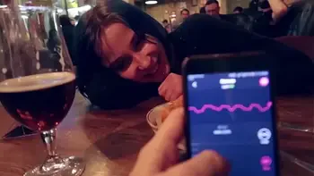 I took control of my stepsister's vibrator in the bar and brought her to orgasm.