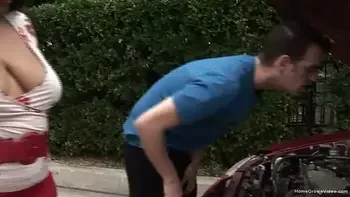 Busty Black BBW gets pounded by a skinny white man