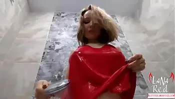 Cute Teen Fingering Pussy after Play Huge Boobs in Wet T-shirt