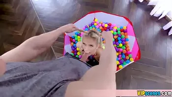 This cute blonde stepsister is extra tiny and petite