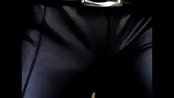 woman in leather pants