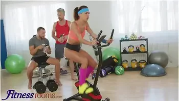 French Brunette Megane Lopez Douple Penetration Threesome On Exercise Bike