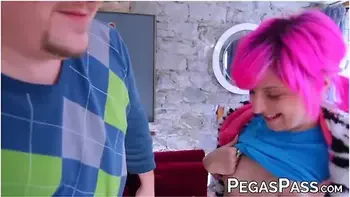 Pinkhaired Young Ass Stuffed With Cocks In Threeway