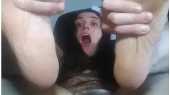 Camgirl Loves Her Big Feet Soles! She Touches Her Sexy Foot & Has So Much Pleasure She