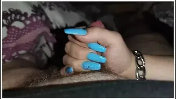 Handjob With Long Blue Nails *thick Cum
