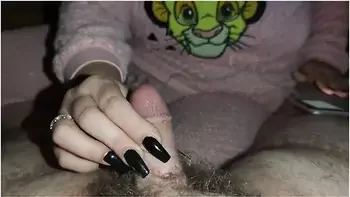Humiliating Handjob From Girlfriend With Black Long Nails