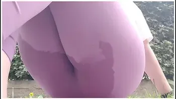 A Park Full Of People, Your Friend Gets Her Tight Leggings Completely Wet In Hot Pee