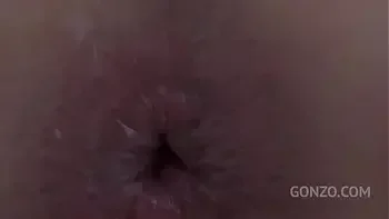 Big butt slut Sophia Laure prolapses after first triple anal penetration