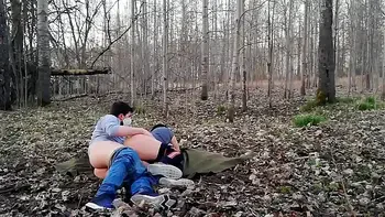 Sex on nature with corona mask