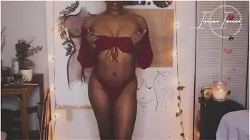 Red Hot Lingerie Try On Haul Ebony Babe W/ Brown Perky Tits