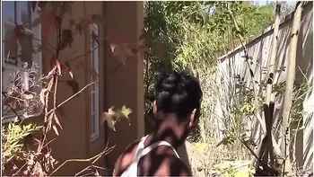 Hot Ebony Slut Tamra Millan Sneaks In Neighbors Backyard To Ride My Dick