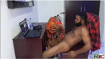 Omg! What A Huge Cock! Ladygold Africa Fuck Krissyjohs Big Dick While Editing Nigerian Porn Video