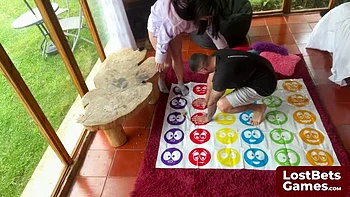 Amelia And Lucas Join For A Sizzling Strip Twister Game - Close Up POV Blowjob After Lost Bet