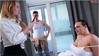 Amazing Slut! Hot Milf Had Sex With Her Stepson And A Blonde Photographer Right During A Photoshoot! - Arty Cheys, Bella Mur And Oksana Katysheva