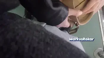 Horny Married Bulge Watcher Milf Touch my Cock at Subway!