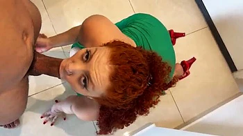 Homemade Brazilian Fuck: Redhead Sister-in-law Takes Monster Cock Bareback - Cum in Mouth Doggy Style