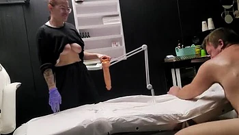 LuTosT Massage Turns Wild: Femdom Pegging Makes Him Fall Over on Sofa