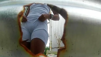 Amateur MILF With Biggest Ass Caught Changing In Public Beach Cabin Voyeur