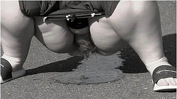 Mature Bbw Milf With A Big Bush On Her Pussy Pisses On The Road