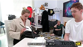 Moon Imp, Arty Cheys And Isabel Rose In Slutty Tutor With Natural Tits Is Enjoying 2 Hard Cocks During The Lesson