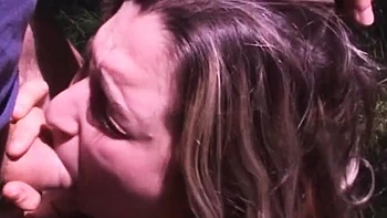 Amateur Slut Outdoor Threesome with Horny Guys in Forest