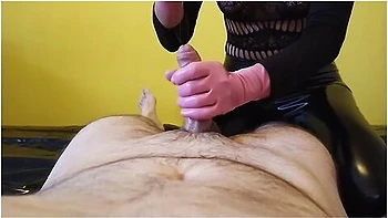 I Ruined Him In Pink Latex Gloves Using Nuru Gel And Continued To Jerk Him Until He Came Again
