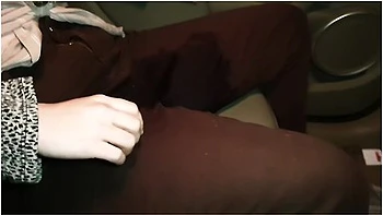 Desperate Girl Pees Her Brown Jeans In The Car!
