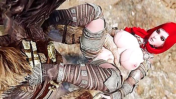 Redhead Busty Warrior Rides A Giants Dick 2