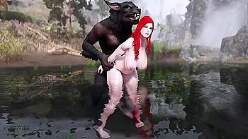 Werewolf Stretches Redhead Babes Pussy Heavy Warrior By The River 3