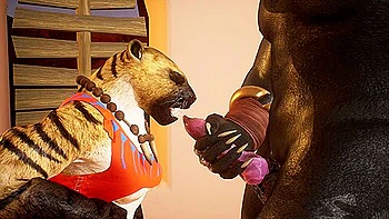 Young Tigress Give The Muzzle