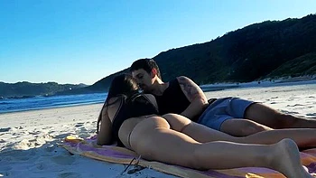 Amateur Latina Teen Couple Fucking on Public Beach - Big Booty Bikini Sex