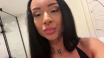 German Princess Caramella Del X Tramples Slave in Shower - Amateur Femdom Foot Fetish with Huge Tits