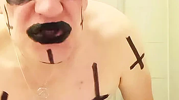 Satan slave takes an enema on Satan's orders