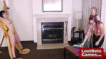 Julie And Sassy Face Off In A Strip Body Shots Darts Game