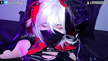 Asian CD Bondage and vibed in latex